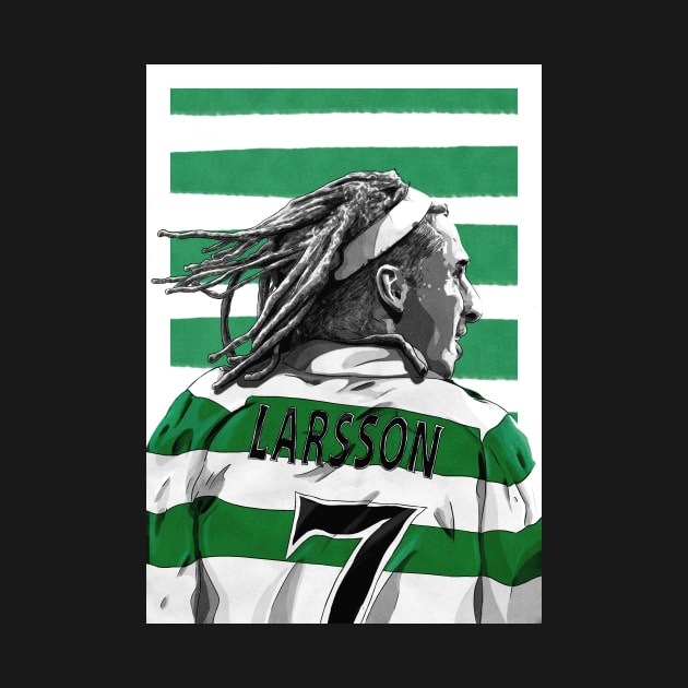 Henrik Larsson - Celtic SPL Football Artwork by barrymasterson