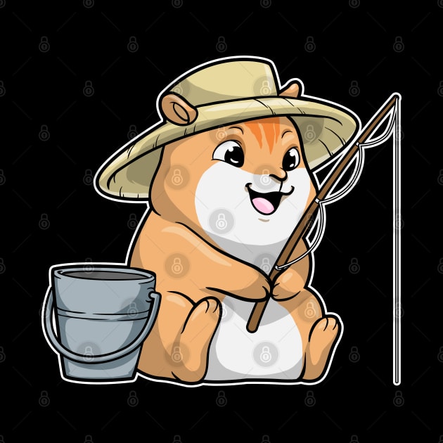 Hamster at Fishing with Fishing rod by Markus Schnabel