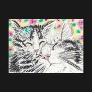 Tabby cat  love kitten watercolor painting T-Shirt