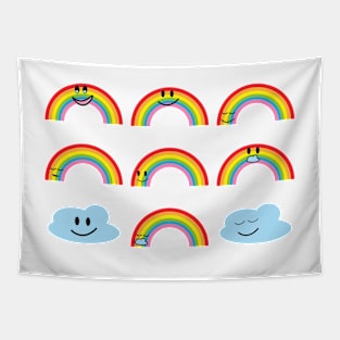 Cute rainbows and clouds characters Tapestry