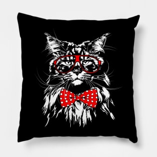 Maine Coon with glasses cool cat Pillow