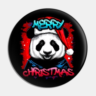 Merry Christmas Panda - Christmas Graphic Graffiti Art - Holiday Gift Pin