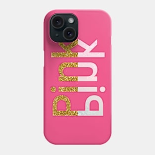 Pink , Golden Glitter Phone Case