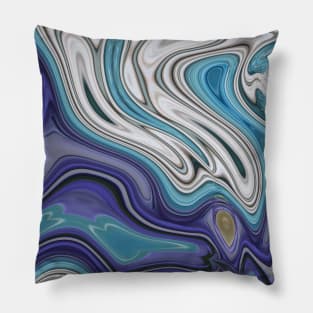 1980s modern chic elegant marble blue purple swirls Pillow