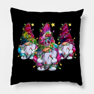 Three Hippie Gnomes Christmas Lights Xmas Gnome Lover Pillow