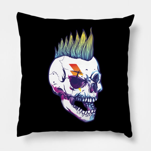 Rock Skull Punk Pillow by madebyTHOR