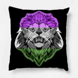 illustrated LION PRIDE series (gender queer pride flag) Pillow