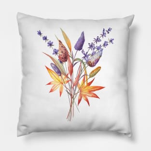 Autumn Herbs and Maple Leaves Pillow