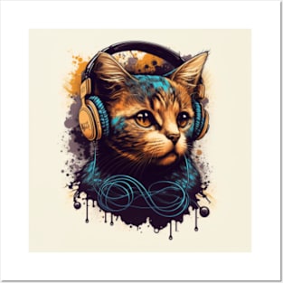 Cat DJ Wall Art Printable Music Lover Cat Thinking Dj Kitten 