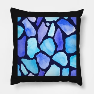 Whimsical Blue Watercolour Giraffe Print dark background Pillow
