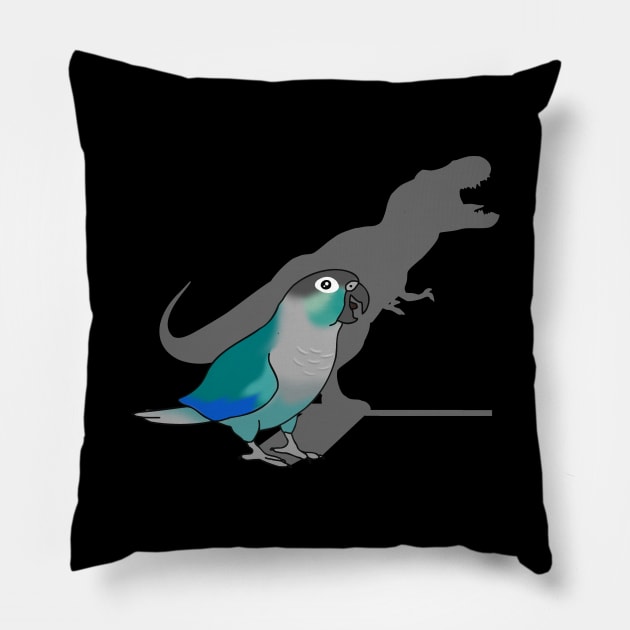 Turquoise Green Cheeked Conure T-rex Pillow by FandomizedRose