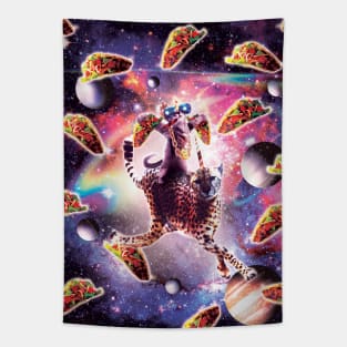 Thug Space Cat On Cheetah Unicorn With Taco Tapestry