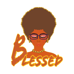 Blessed Woman with Afro and Glasses (White Background) T-Shirt