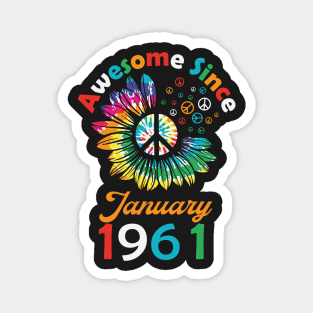 Funny Birthday Quote, Awesome Since January 1961, Retro Birthday Magnet