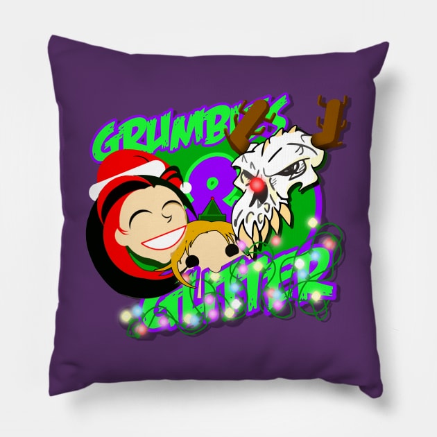 Grumbles & Glitter Christmas Pillow by crowjandesigns