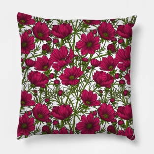 Red Cosmos flowers Pillow