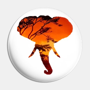 African Elephant Sunset Pin