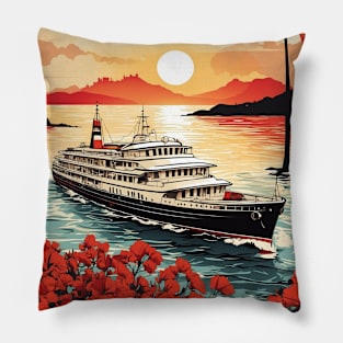 Turkey Sunset Vintage Retro Travel Tourism Pillow