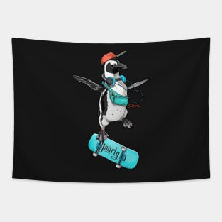 Gnarly Skater Penguin Tapestry