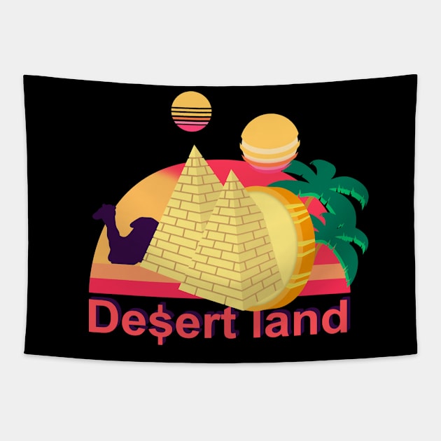 Retro Cryptocurrency-Desert land Tapestry by MisconceivedFantasy