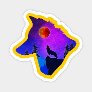 Wolf In Blood Moon Magnet