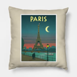 Paris France Eiffel Tower on Seine River at Sunset  Print Pillow