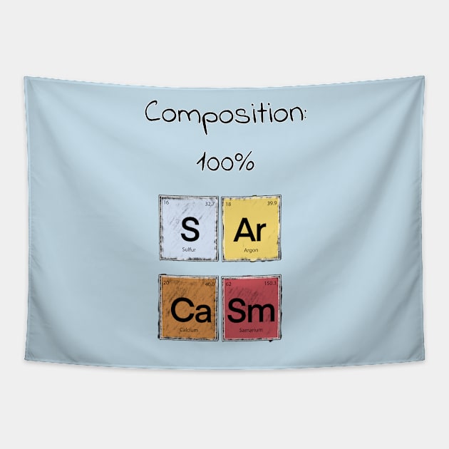 Science Sarcasm S Ar Ca Sm Elements of Humor Composition blue Tapestry by Uwaki