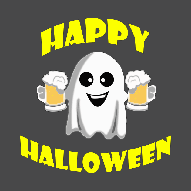 halloween ghost with beer for friends by presstex.ua@gmail.com