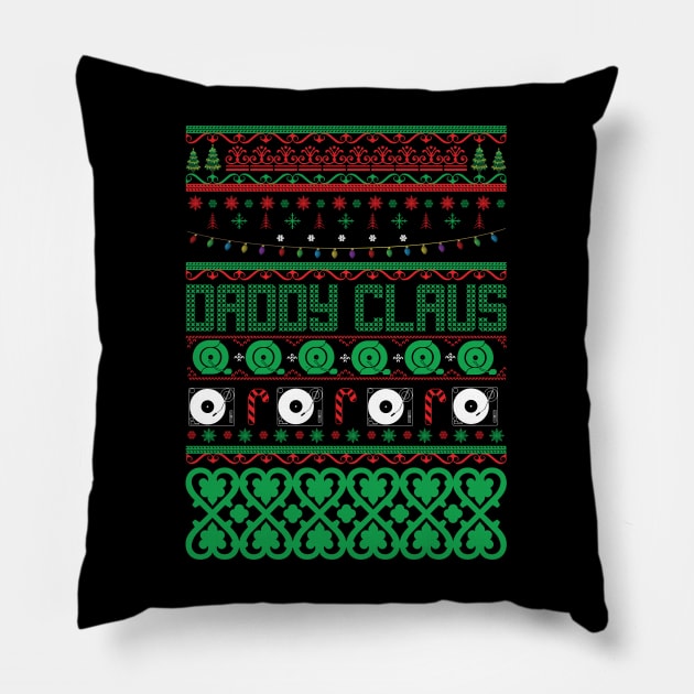 Daddy Claus ugly Christmas sweater Pillow by MZeeDesigns