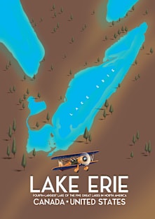 lake erie Vintage style map Magnet