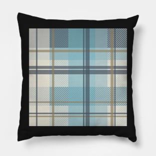 winter plaid in ice blue and beige seamless pattern Pillow