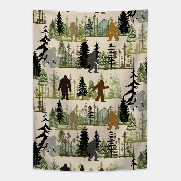 Bigfoot in the Pines Tapestry by Bridgett3602