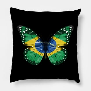 Brazilian Flag  Butterfly - Gift for Brazilian From Brazil Pillow