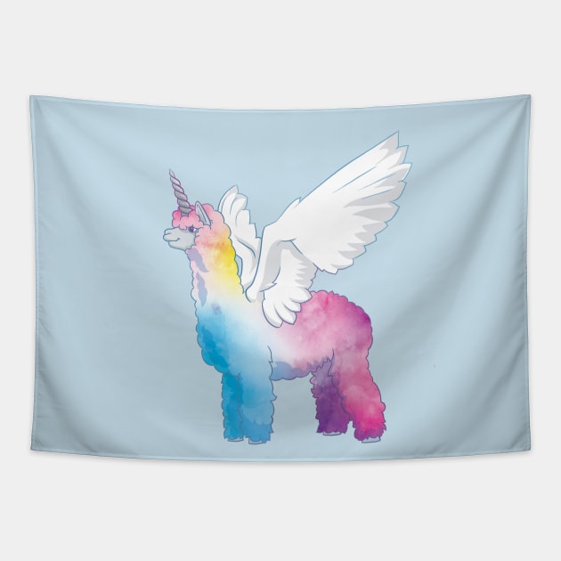 Unicorn Alpaca Tapestry by polliadesign