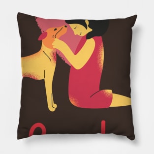 Girl and Dog Best Friends Pillow