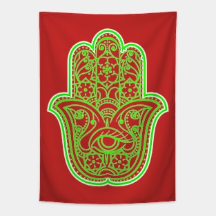 Hamsa Hand amulet. Hand of Fatima Tapestry