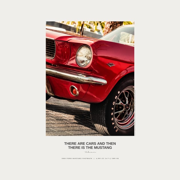 1965 Ford Mustang fastback photography with palms and quote by NicoMario