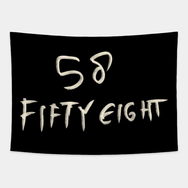 Hand Drawn Letter Number 58 Fifty Eight Tapestry by Saestu Mbathi