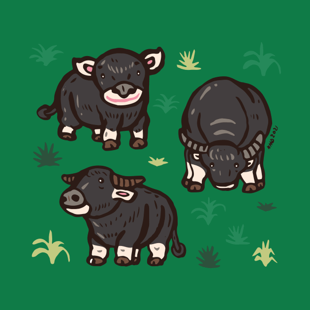 Baby water buffalos by nokhookdesign