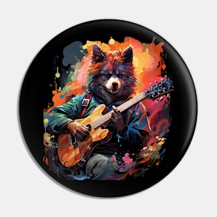 Alaskan Husky Playing Guitar Pin