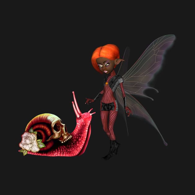 Little fairy with fantasy snaile and skull by Nicky2342