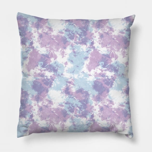 Soft Blue and Purple Tie-Dye Pillow by Carolina Díaz