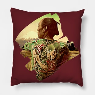 Samurai with Japanese Tattoo Pillow