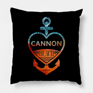 Cannon Beach, Oregon, Sandy Heart Ship Anchor Pillow