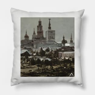 A city in the 1800's Pillow