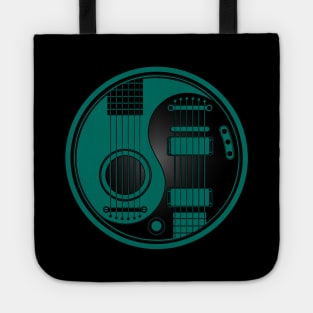 Teal Blue and Black Acoustic Electric Guitars Yin Yang Tote