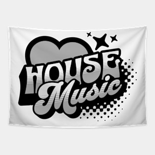 HOUSE MUSIC  - Y2K Retro Heart (Grey) Tapestry