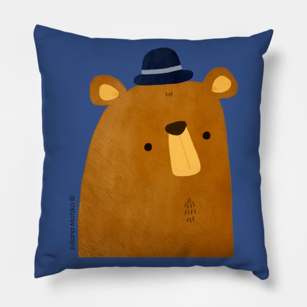 Mr Bear with Hat Pillow by julianamotzko