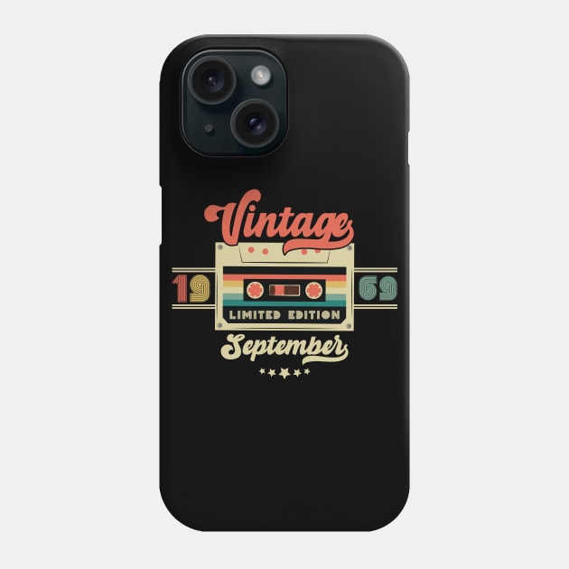 Vintage September 1969 Music Cassette - Limited Edition - 53 Years Old Birthday Gifts Phone Case by Vixel Art