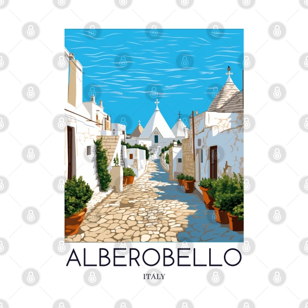 A Pop Art Travel Print of Alberobello - Italy by Studio Red Koala